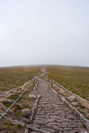 delimited path ascending to cairn gorm through the fog