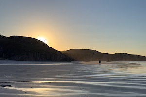 sunset over sandy scottish beach