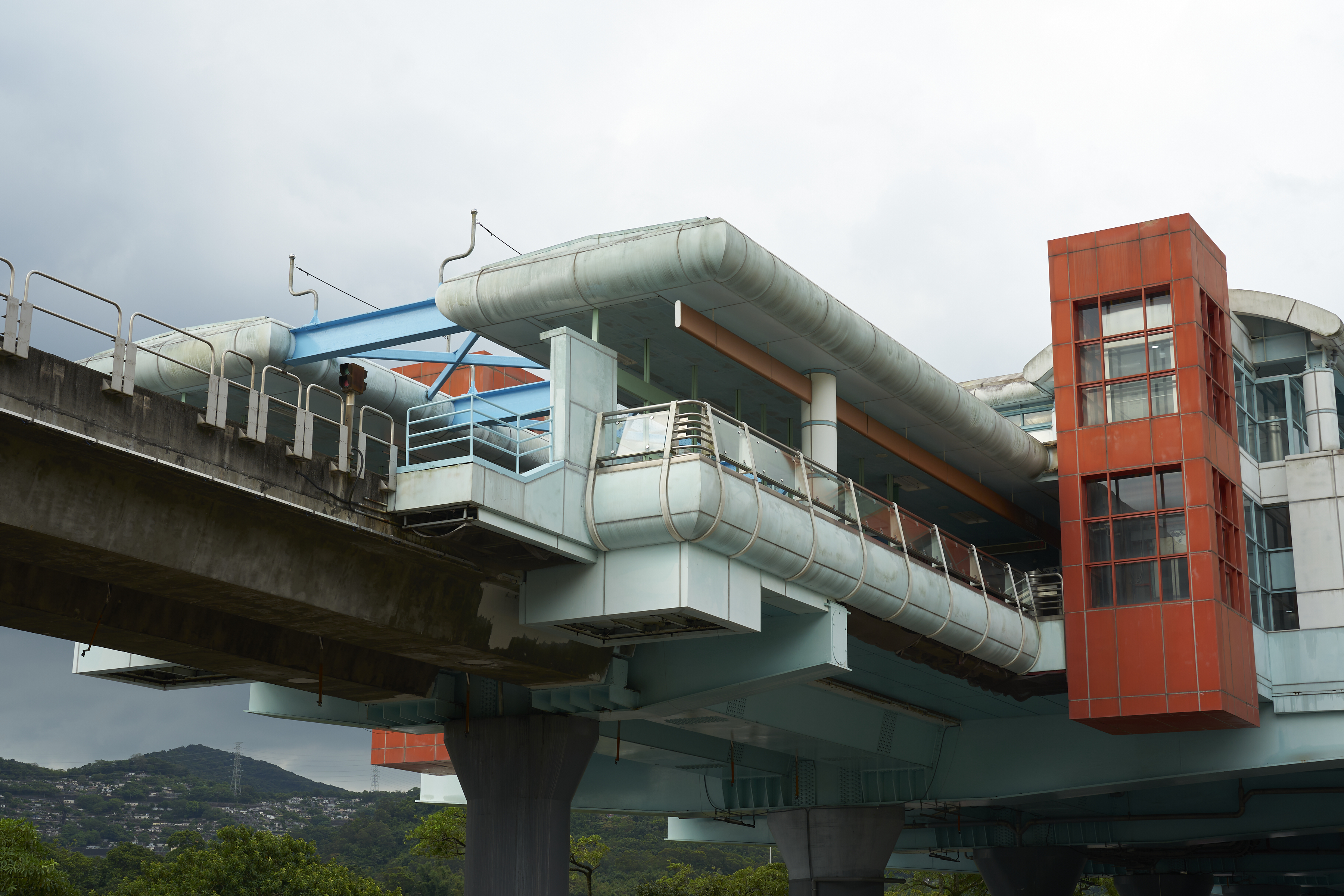 elevated coloured taipei subway station