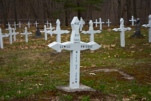 cross on grave on beausoleil island