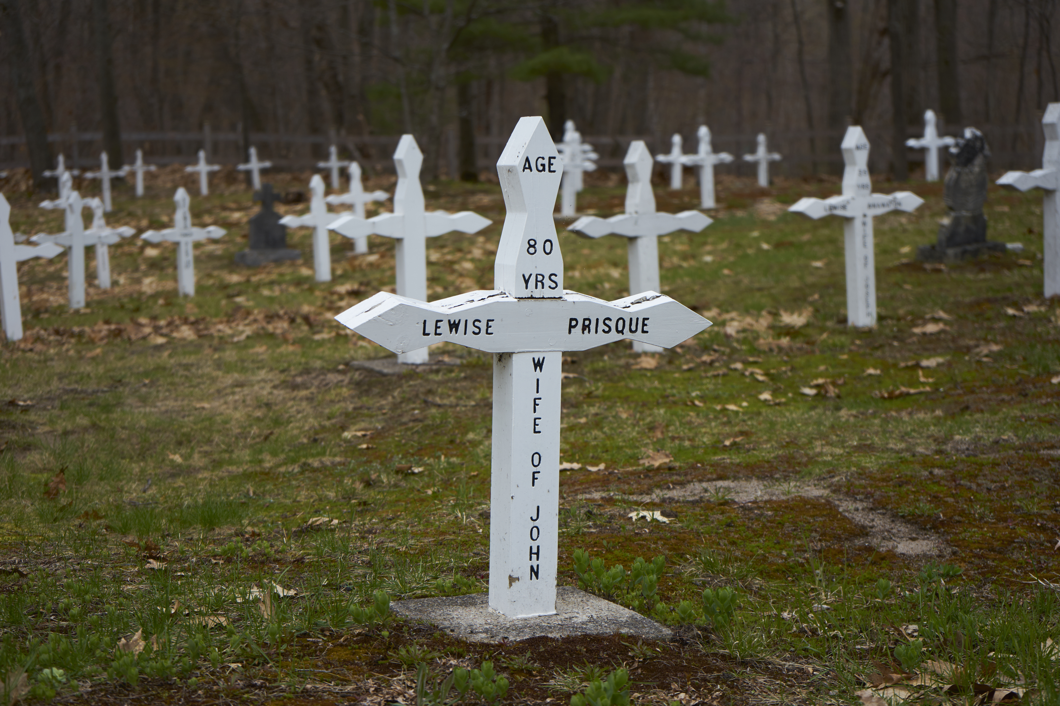 cross on grave on beausoleil island